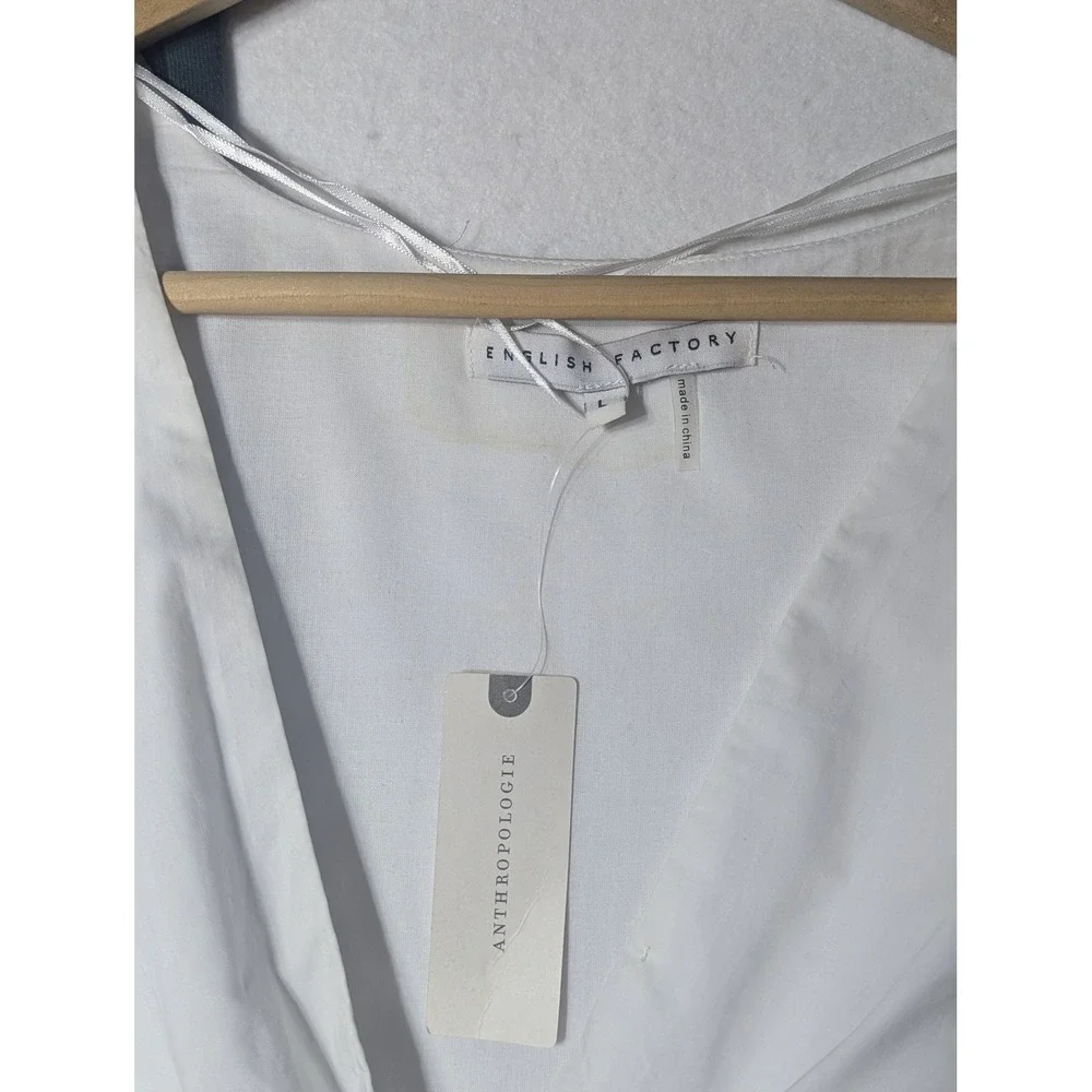Anthropologie English Factory White Twist‎ Front Top L NWT Read